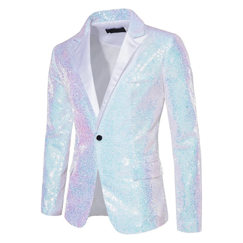 Liu Ming Fashionable Wholesale 2024 Trends Men Stage Performance Suit Long Sleeve Casual Sequins Colorful Coat Blazer Jacket