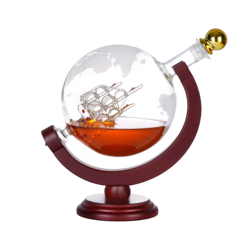 Glass World Globe Whiskey Decanter Gift Set Whiskey Globe Decanter 35 Oz Gifts for Men Dad