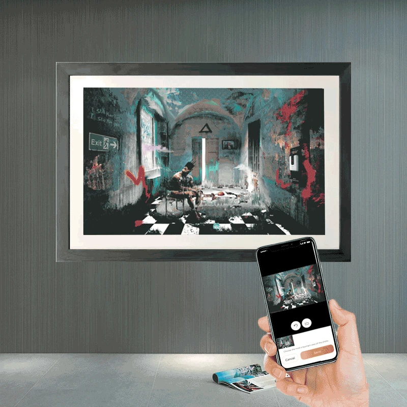 Custom OEM 21.5 22 32 33 43 55 inch video digital Photo frame NFT wall wooden art digital photo frame