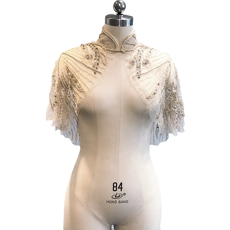 Свадебные куртки, кружевные шампанские, Oem стиль, ткань, современные цветные обертки, оригинальный тип рукава, поставка размера