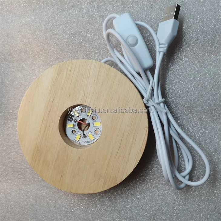Wholesale Led Wooden Night Lighted Base Stand Round Crystal Ball Resin Display