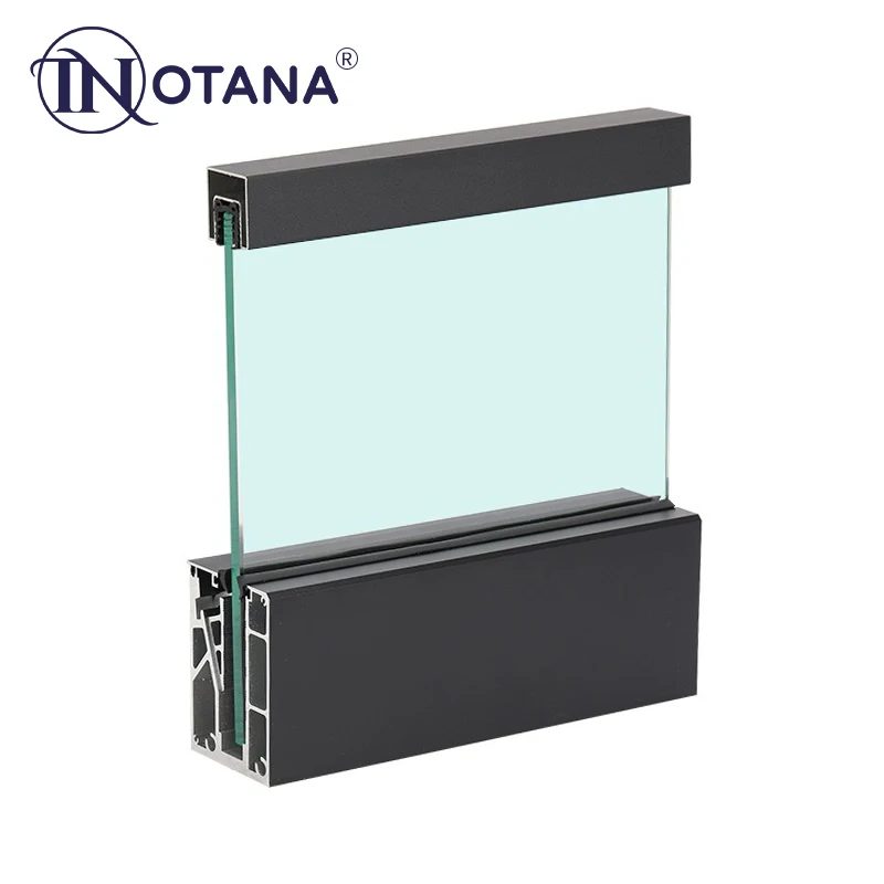 Outdoor railing stairs balustrade with led light laminated glass aluminium shoes u channel glass railing