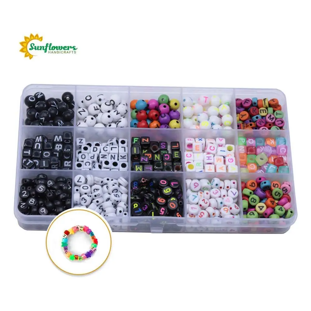 800PCS Colorful Alphabet Letter Beads Sets with a Plastic Storage Box for DIY Jewelry Making