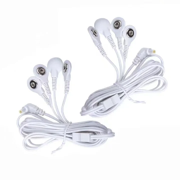 DC 2.35Mm 4 In 1 Button Type Tens Unit Electrode Lead Wire Electrode Cable