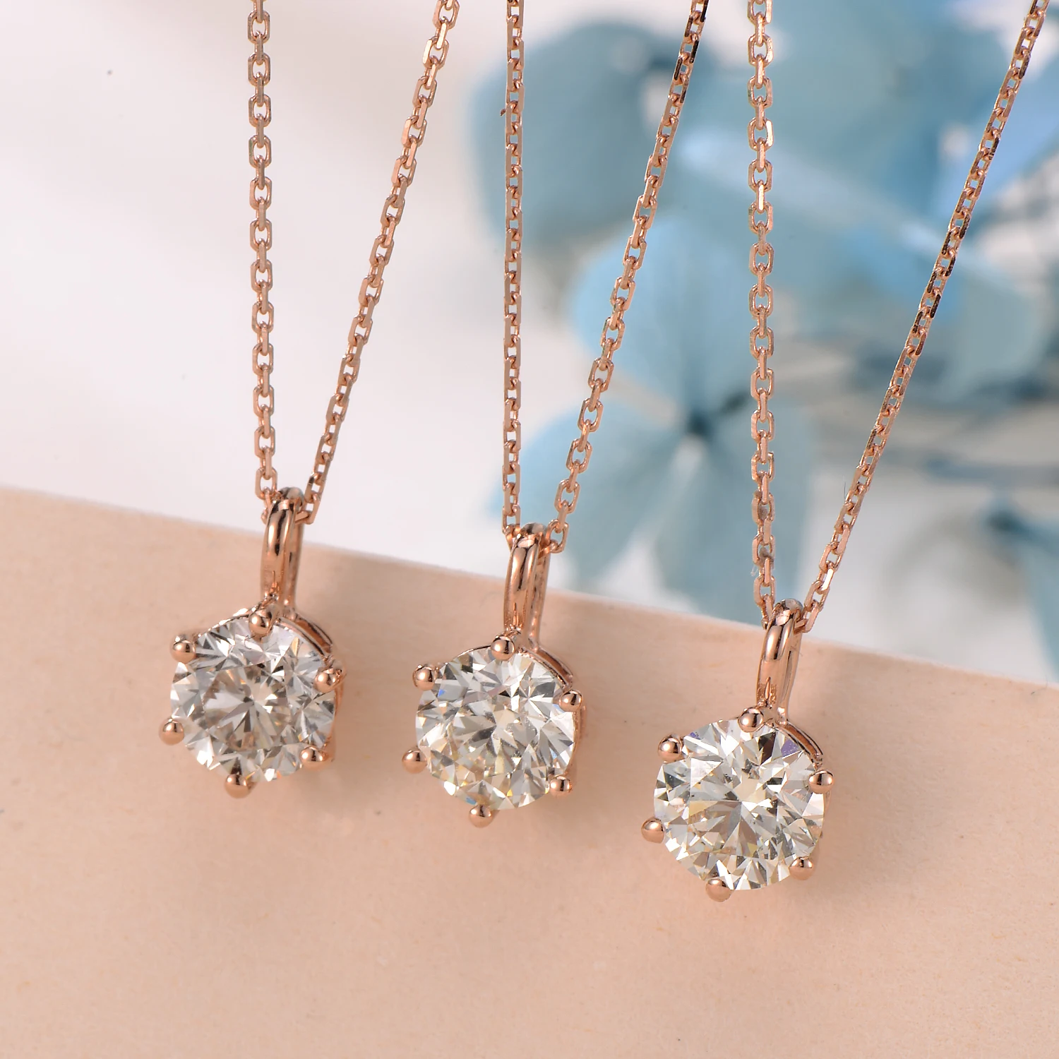 H&F Original GIA Natural Diamond 0.5ct Pendant Custom 18k 14k 9k Solid Real Pure Gold Classic large Diamond Pendant Necklace