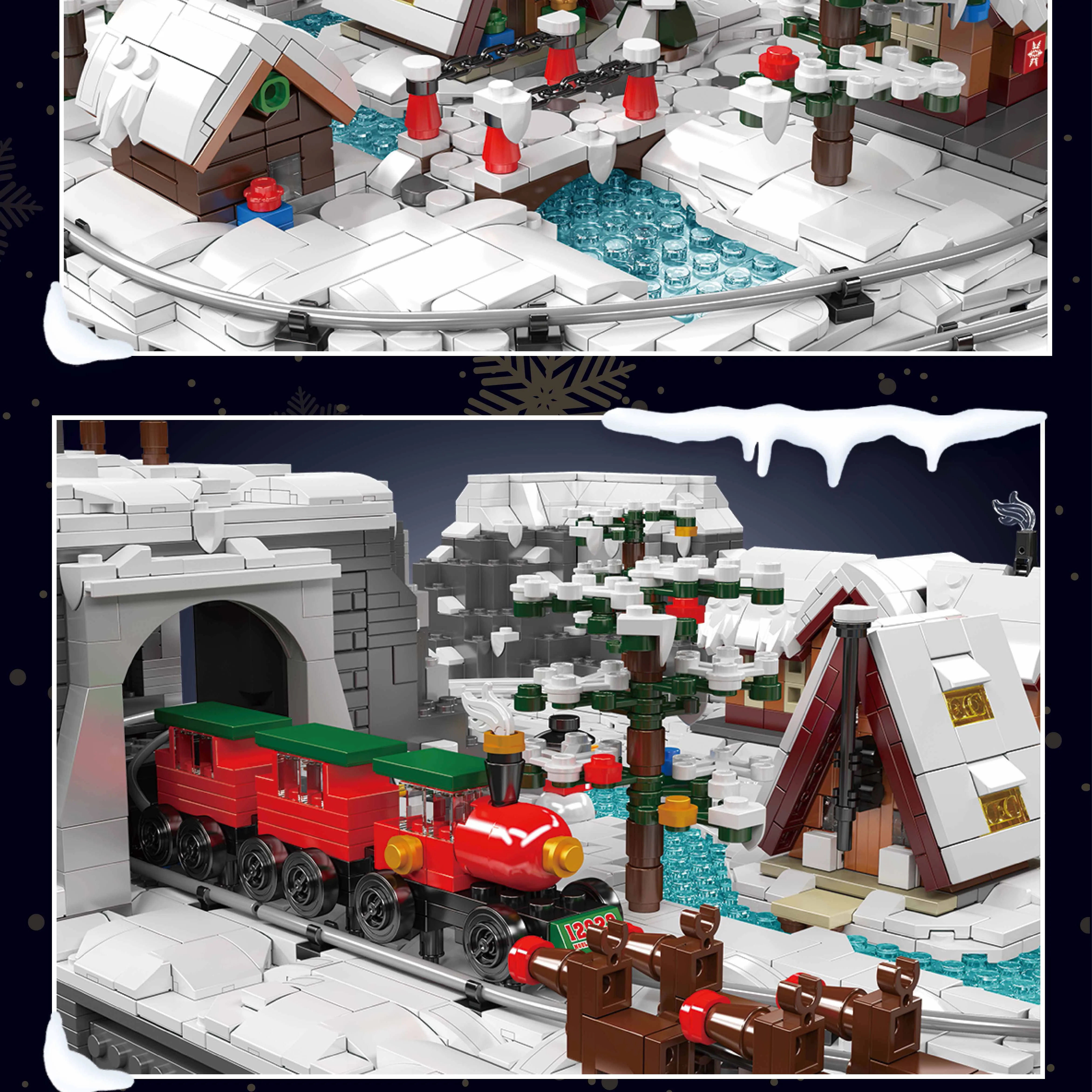 MOULD KING 12029 World Railway Series Merry Christmas Train Wonderland toy bricks XM model gift for children