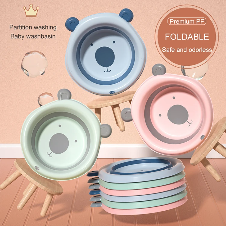 Portable Baby Folding Basin Kids Washbasin Collapsible Footbath Thicken Wash Water Basin