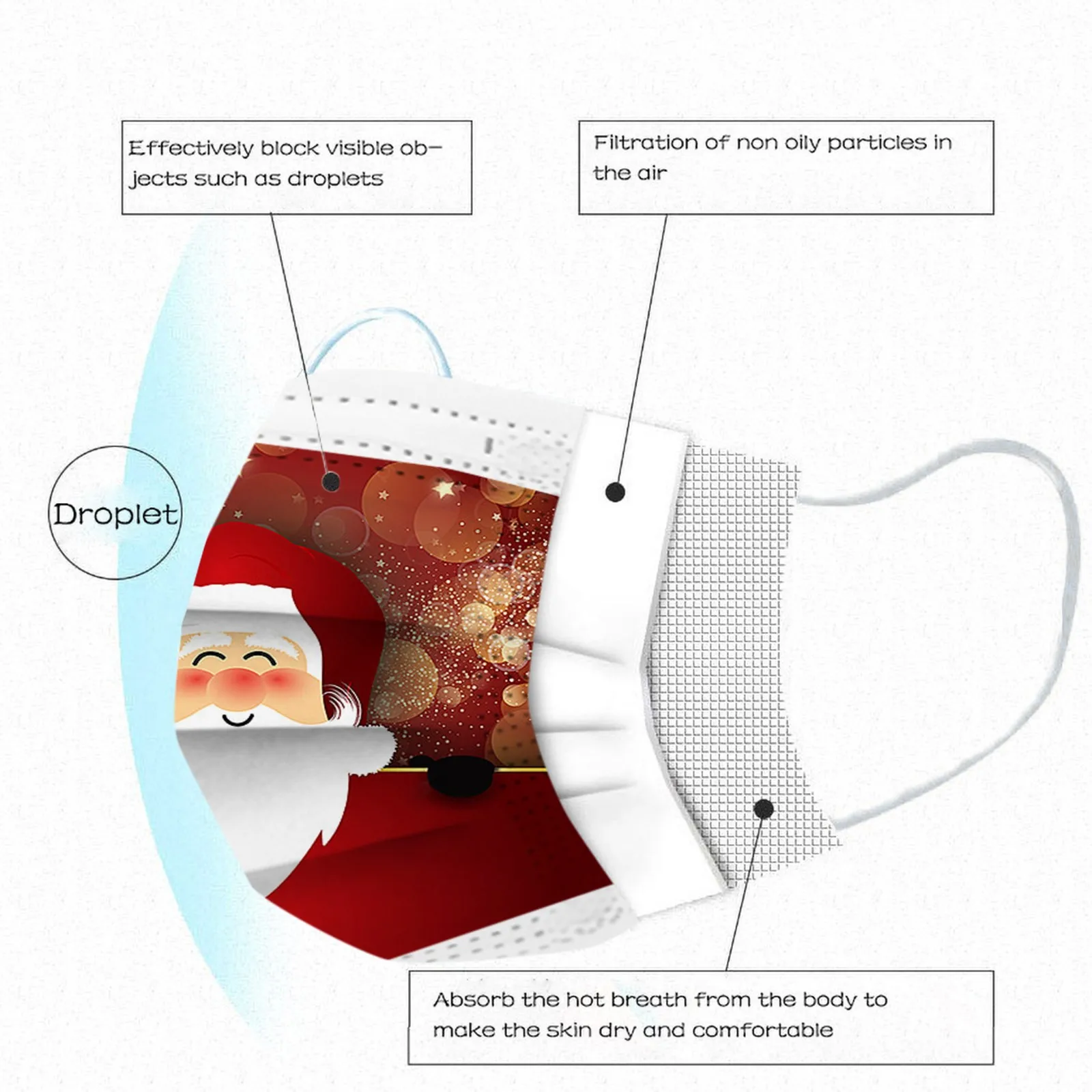 Disposable masks medical surgical 3-layer christmas facemask with melt blown can be customized in stock EN14683 oem face mask