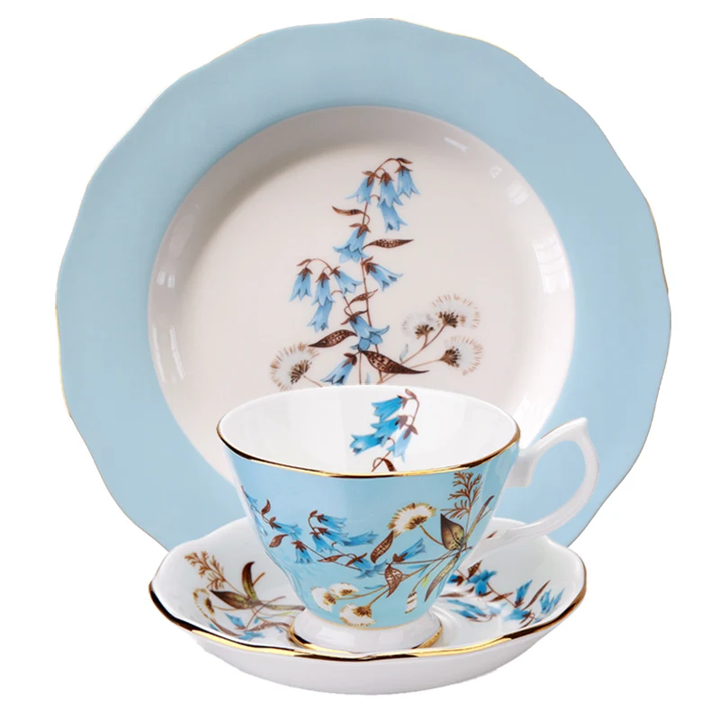 Bone china British afternoon tea European ceramic tea set coffee cup plate dessert plate three piece set