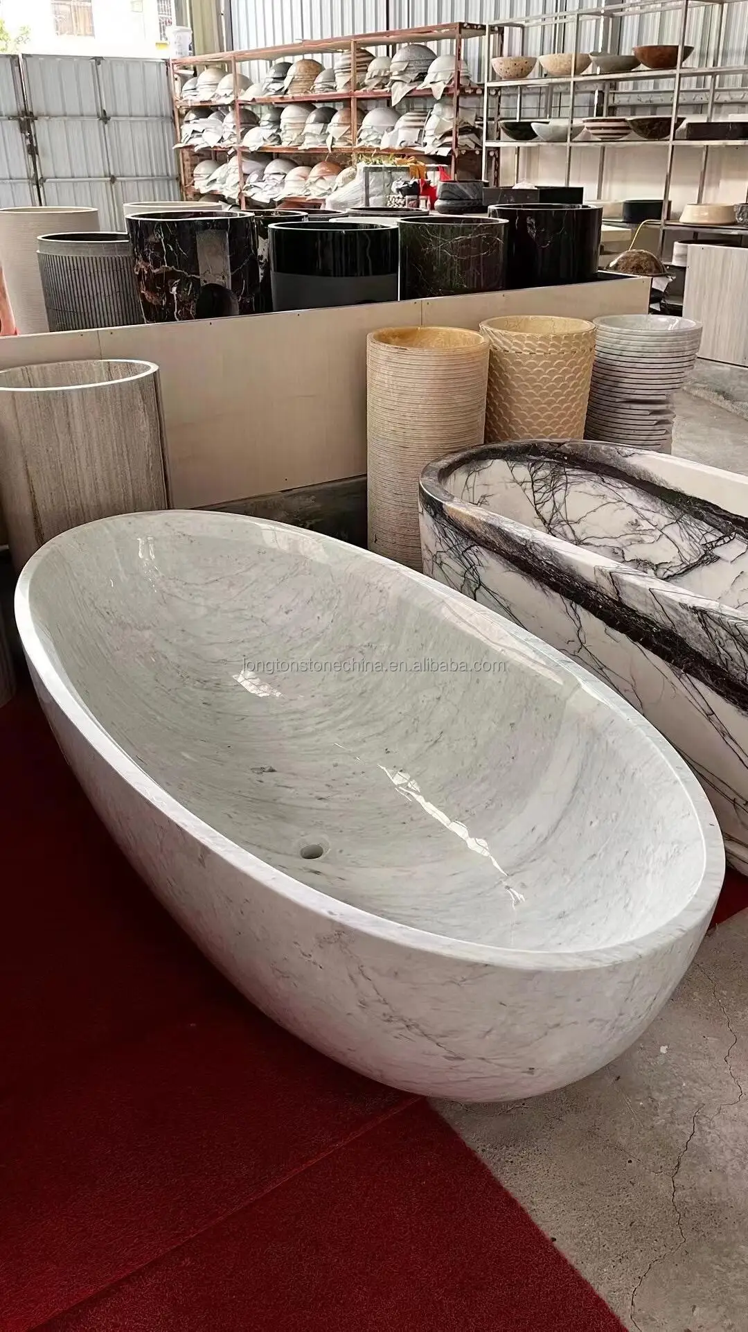 Exotic Lilac Marble Bathtub Unique Purple Veins Marble Bathroom Furniture Natural Stone Freestanding Bath Tub