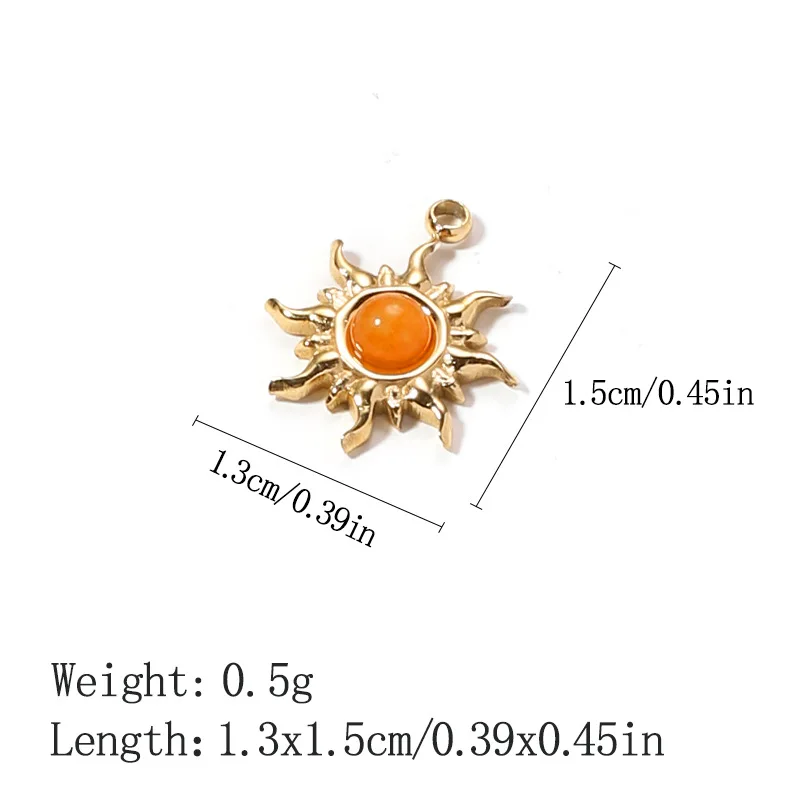 Bohemian Natural Stone Stainless Steel Sun Pendant Jewelry Accessories DIY 18K Gold Plated Necklace Bracelet Earrings