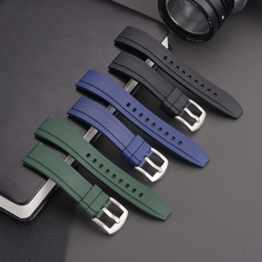 Custom Designer Sports Diving Waterproof 19mm 21mm 20mm 22mm Vulcanized FKM Rubber Watch Bands Straps