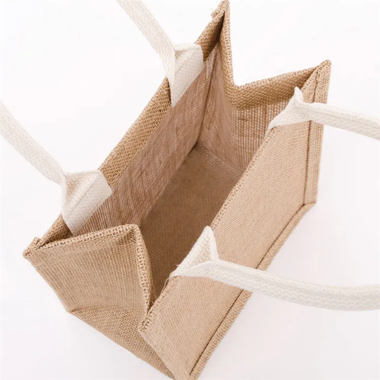 Customizing printed Eco friendly Fancy Reusable Beach tote Grocery Jute Gift bags for shopping