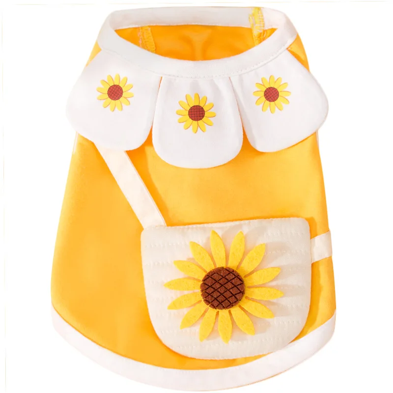 Cute Dog Vest with Daisy Bag Pet Puppy Dog Clothes for Small Medium Dogs Cotton Cat Kitten Clothing Chihuahua Pug Outfit Costume