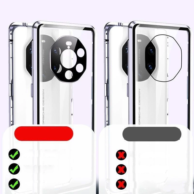 Luxury 360 Full Body Magnetic Aluminum Alloy Double Side Tempered Glass Case with Camera Lens Protection  for Huawei Mate 40 RS