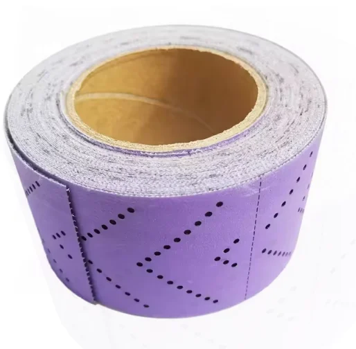 Purple Ceramic Multi Holes Sanding Paper Sheet Hook And Loop Polishing Automobile Paint Ceramic Alumina Abrasive Sheet Roll