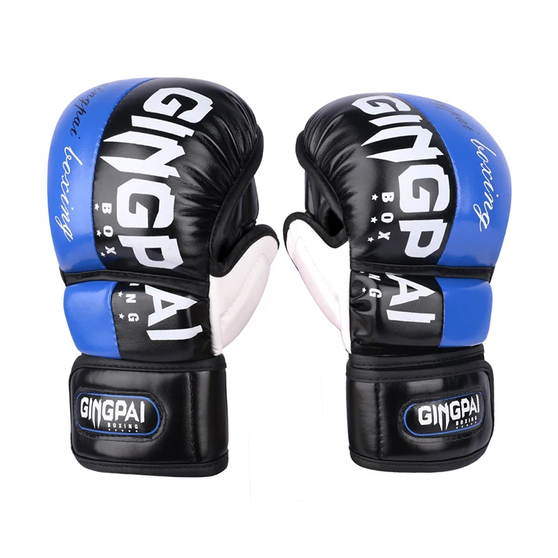 Wholesale custom Design logo high quality Professional PU leather ufc Half Finger MMA Boxing Training Gloves