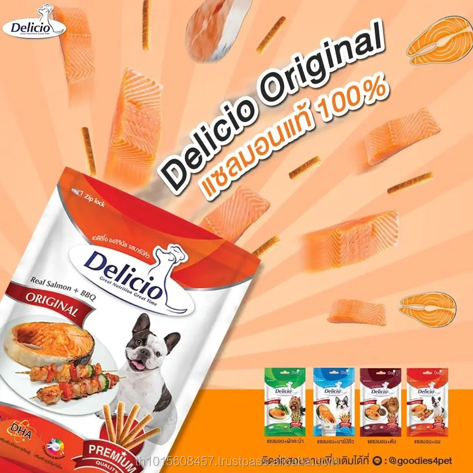 Delicio Dog training treats made with REAL SALMON and CHICKEN LIVER plus DHA and 15 Vitmamins & Minerals for BRAIN DEVELOPMENT