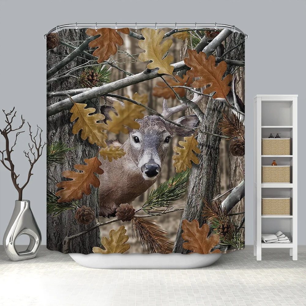 custom design fabric personalized waterproof african animal  theme shower curtain