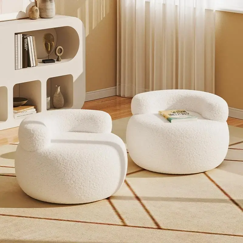 Low Price Ins Single Chair Round Plush Footstool Multifunctional Chair Padded Footstool for Living Room Dressing Chair Bedroom