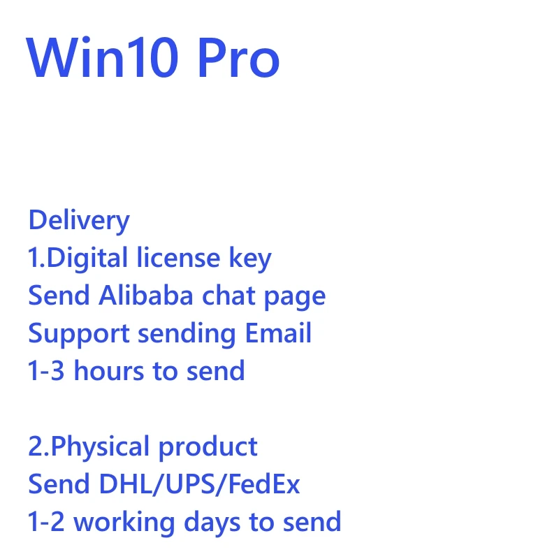 Original Win 10 Pro License Retail Key 100% Online Activate Win 10 Pro Key 1PC Digital key  Send  Ali Chat Page