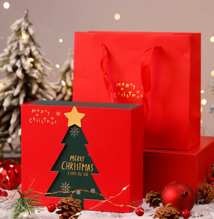 Red New Year Gift Packaging Box Merry Christmas Exquisite Magnetic Paper Box Christmas Gift Advanced Packaging Box
