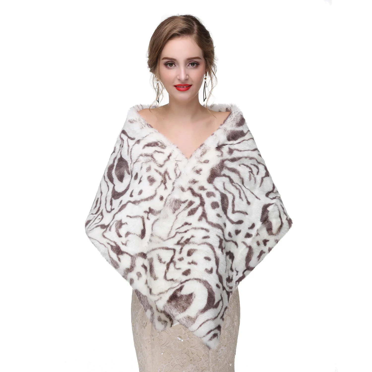 2022 new style bride winter warm fur cape wedding dress faux fox fur vest custom faux fur shawl