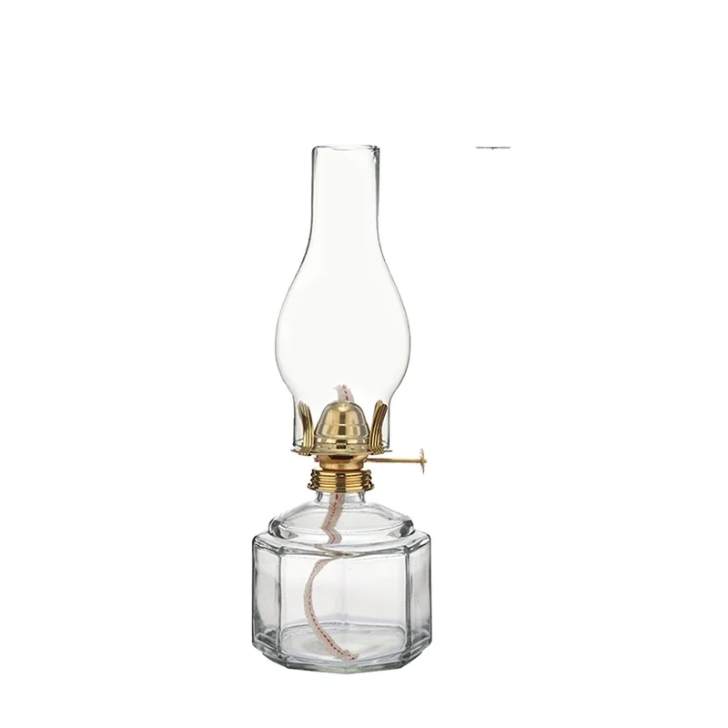 Handmade Vintage Large Glass Kerosene Oil Lamp Classic round Embossed Resin Lantern for Home Decor and Wedding Parties