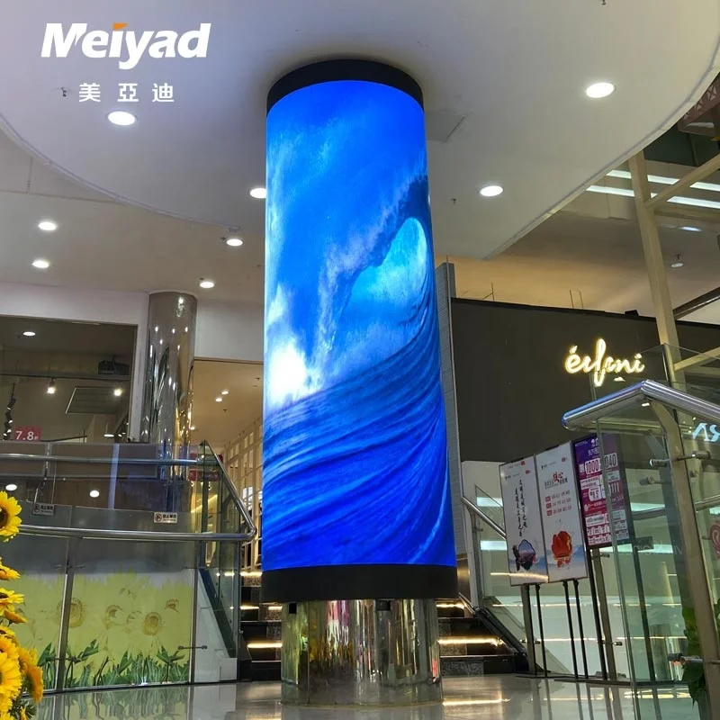Meiyad мягкий модуль изогнутый Гибкий внутренний рекламный светодиодный экран для цилиндрической колонки