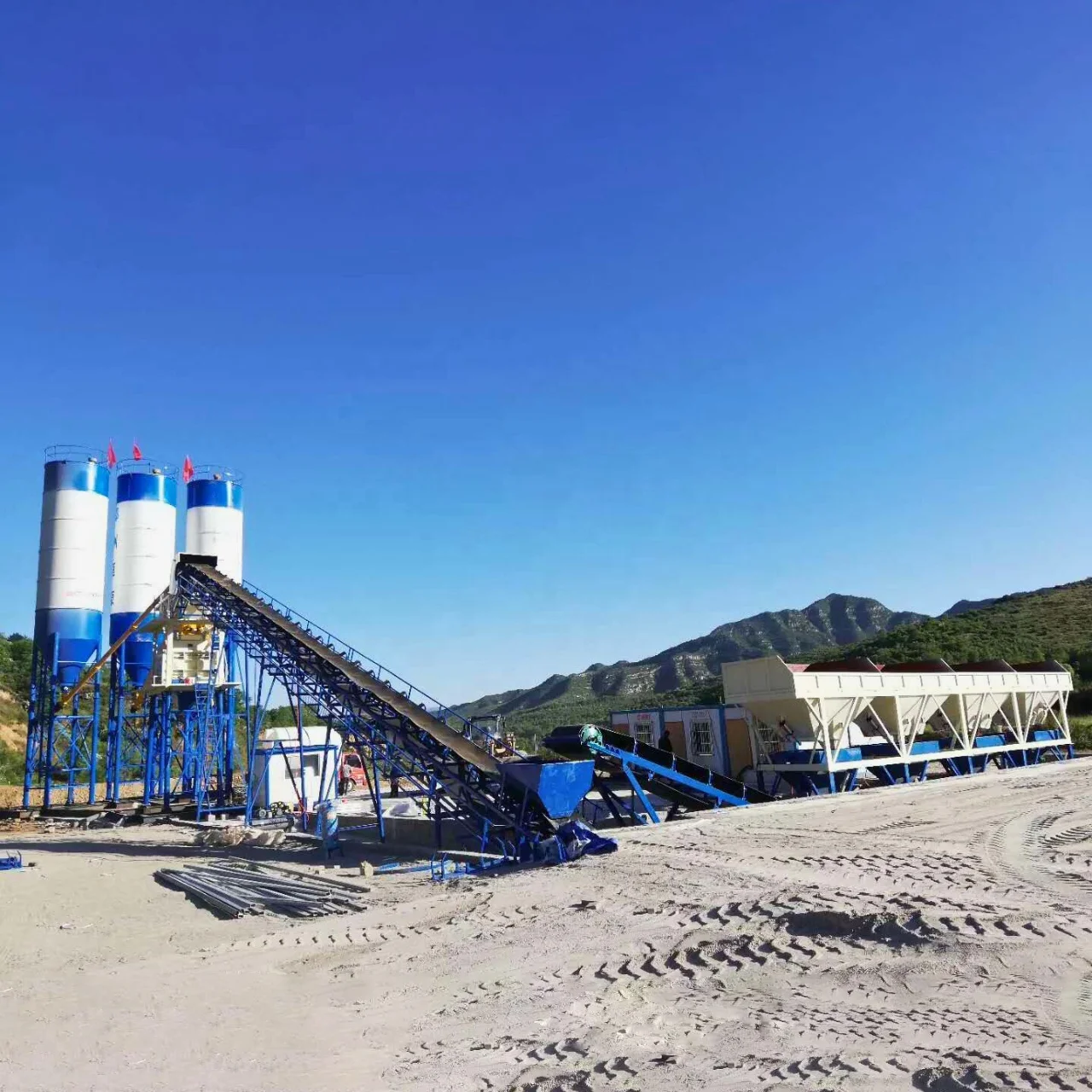 HZS 25 to 240 m3/h twin-shaft fully automatic Schneider control system mix plant concrete mixing plant high quality for sale