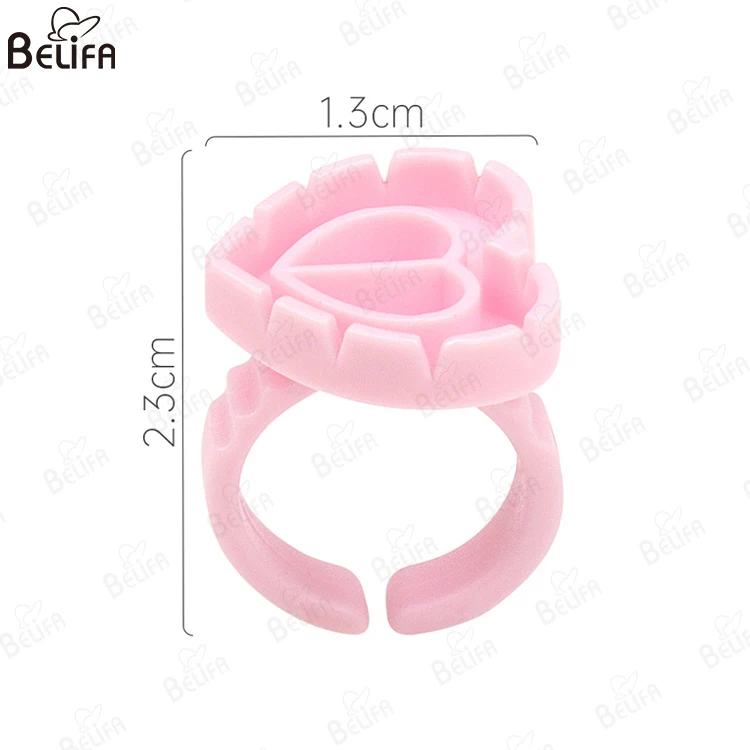 New Professional Heart Shaped Blue /Pink/ White Eyelash Glue Rings For Eyelash Extension Tools Disposable Glue Ring Holder