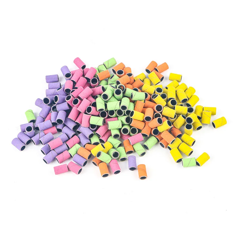 High Quality Beauty 5 Colors Mixed Nail File Tools 80/120/180 Grids 250pcs Sanding Bands For Nail Drill Bits