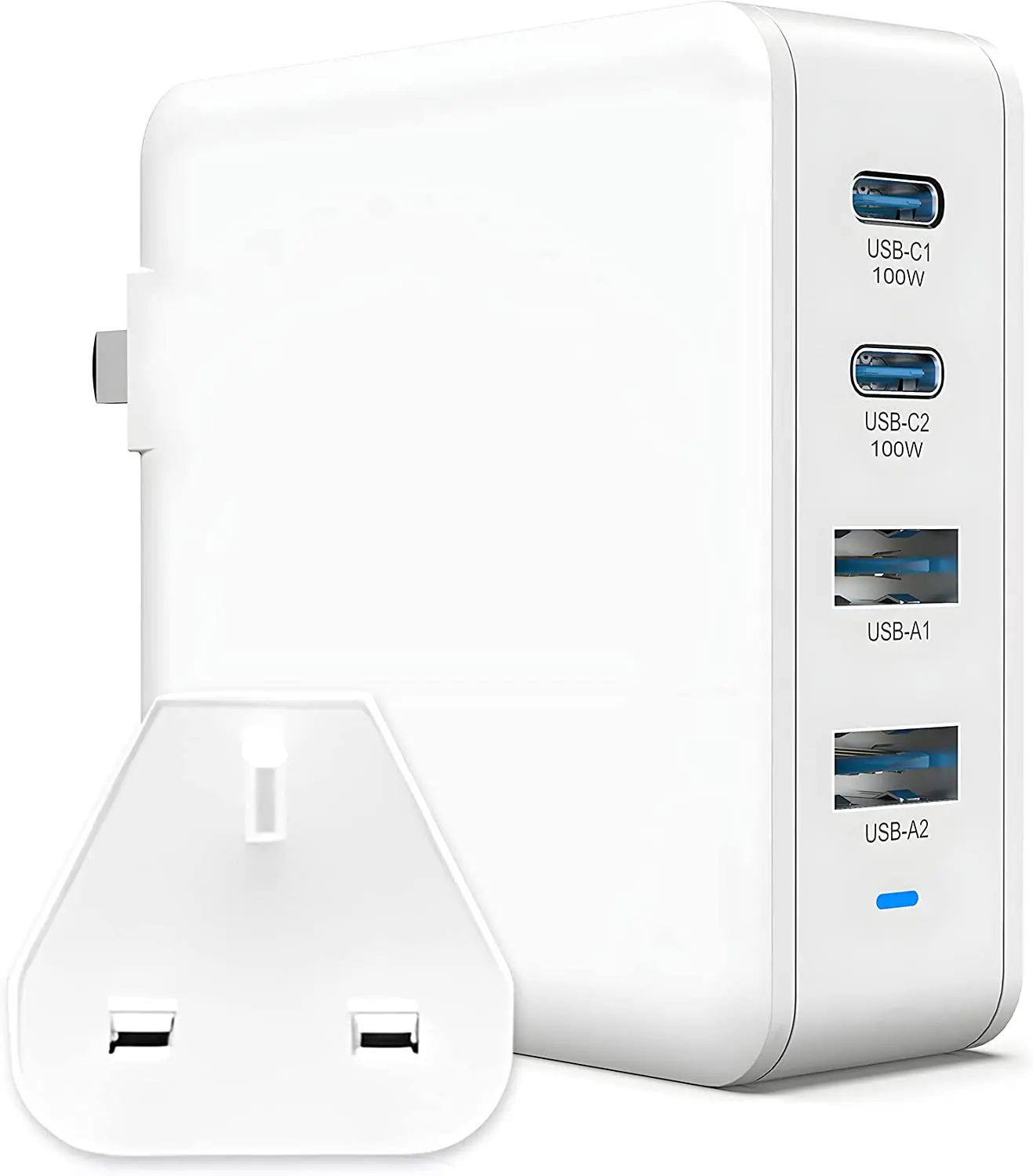 100W USB C Fast Charge 4-Port GaN Laptop Charging Plug, Type C and Type A PD Wall Power Adapter Compatible with MacBook