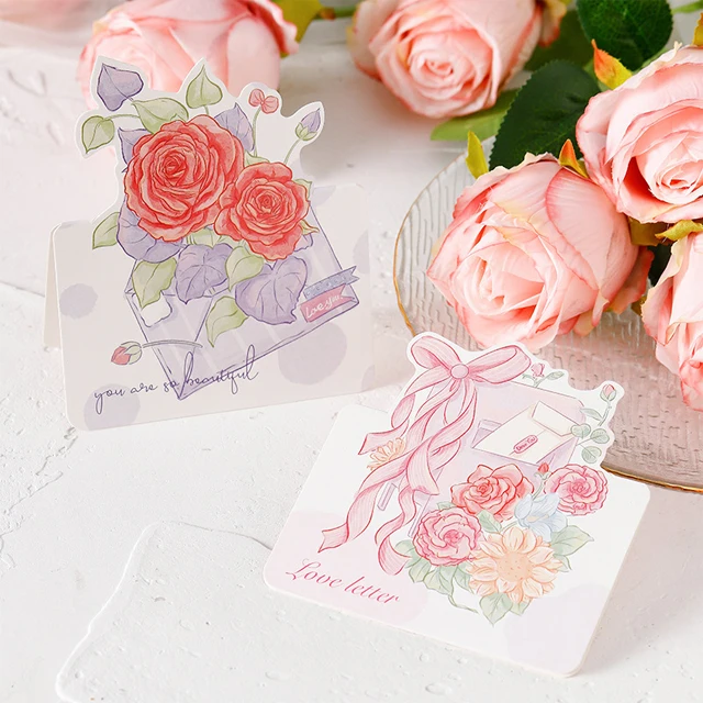 День Святого Валентина букет поздравительных роз ручная роспись серии Материнская открытка с посланием благодарения флорист оптом