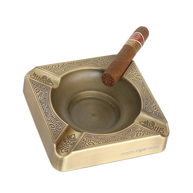 JF-3025 16*16*3.5cm 700g JIFENG factory custom square metal  ashtray business gift suite for indoor and outdoor places