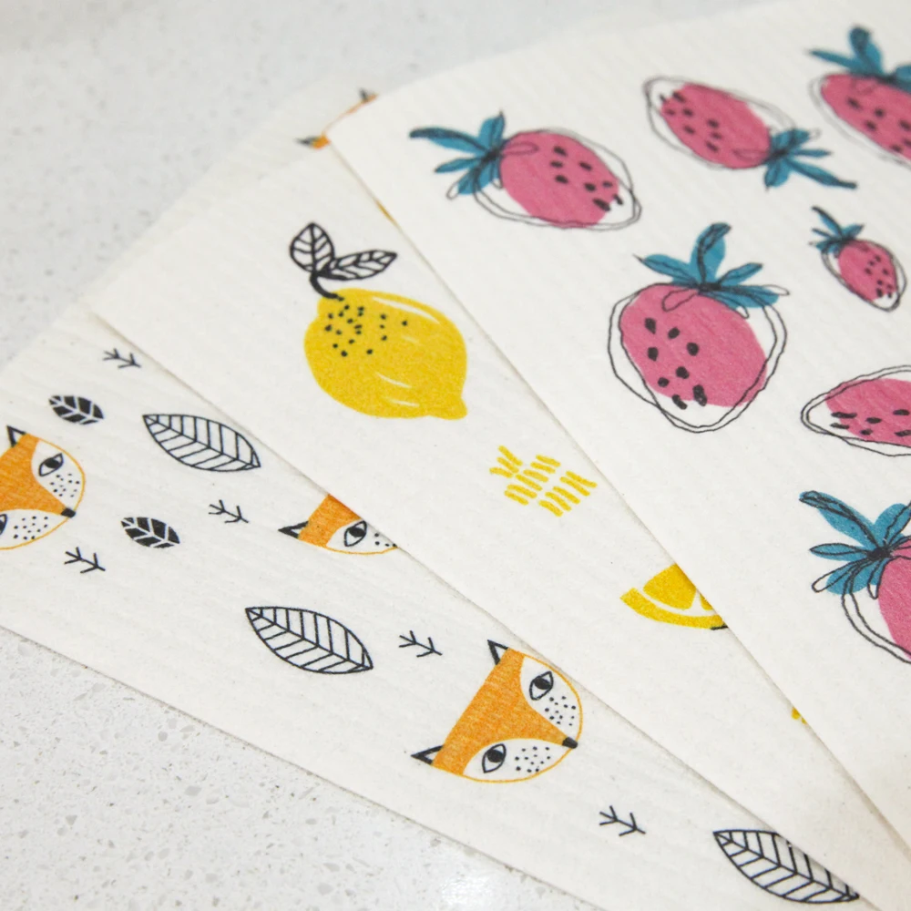 Household Kitchen Cleaning Cloth Reusable Green Eco Friendly Wood Pulp Cotton Super Absorbent Cellulose Swedish Dish Towel
