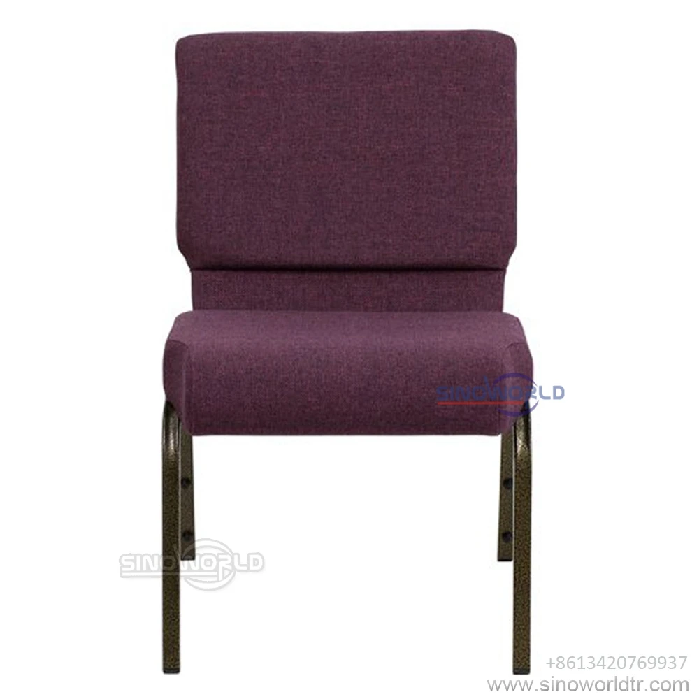 Foshan factory wholesale upholstered stackable steel fabric church chair for auditorium