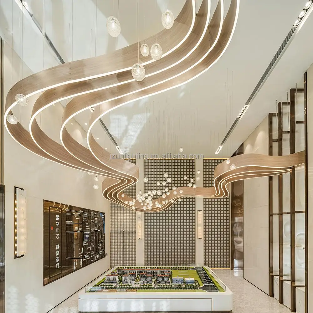 Luxury Custom Chandelier Indoor Decorations Large Hanging Ceiling Fixture Hotel Lobby Hall Banquet Remote LED Lights