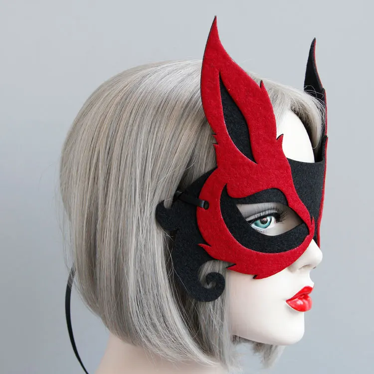 
Factory price hot sale fashion Halloween felt mask customized demon fox eye masquerade party masks 