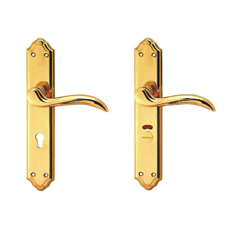 Chinese supplier new design architectural hardware brushed brass copper interior gold indoor house door handle lever with lock