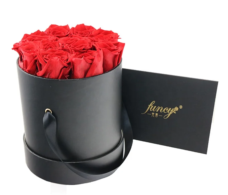 Customized High Quality Luxury Dome Shaped Preserved Roses Round Paper Flower Gift Box