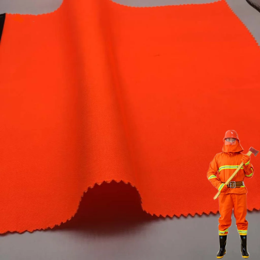 Factory direct supply polyester cotton yarn card fluorescent orange sanitation fire protection work clothes fabric