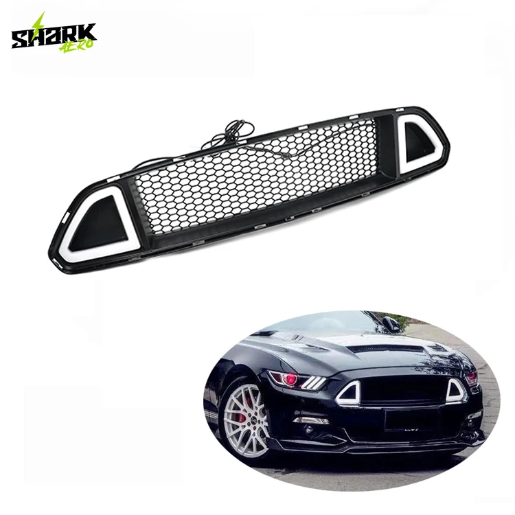 Передняя решетка для Ford Mustang 2015-2017 Sharkaero PFT DRL белая и