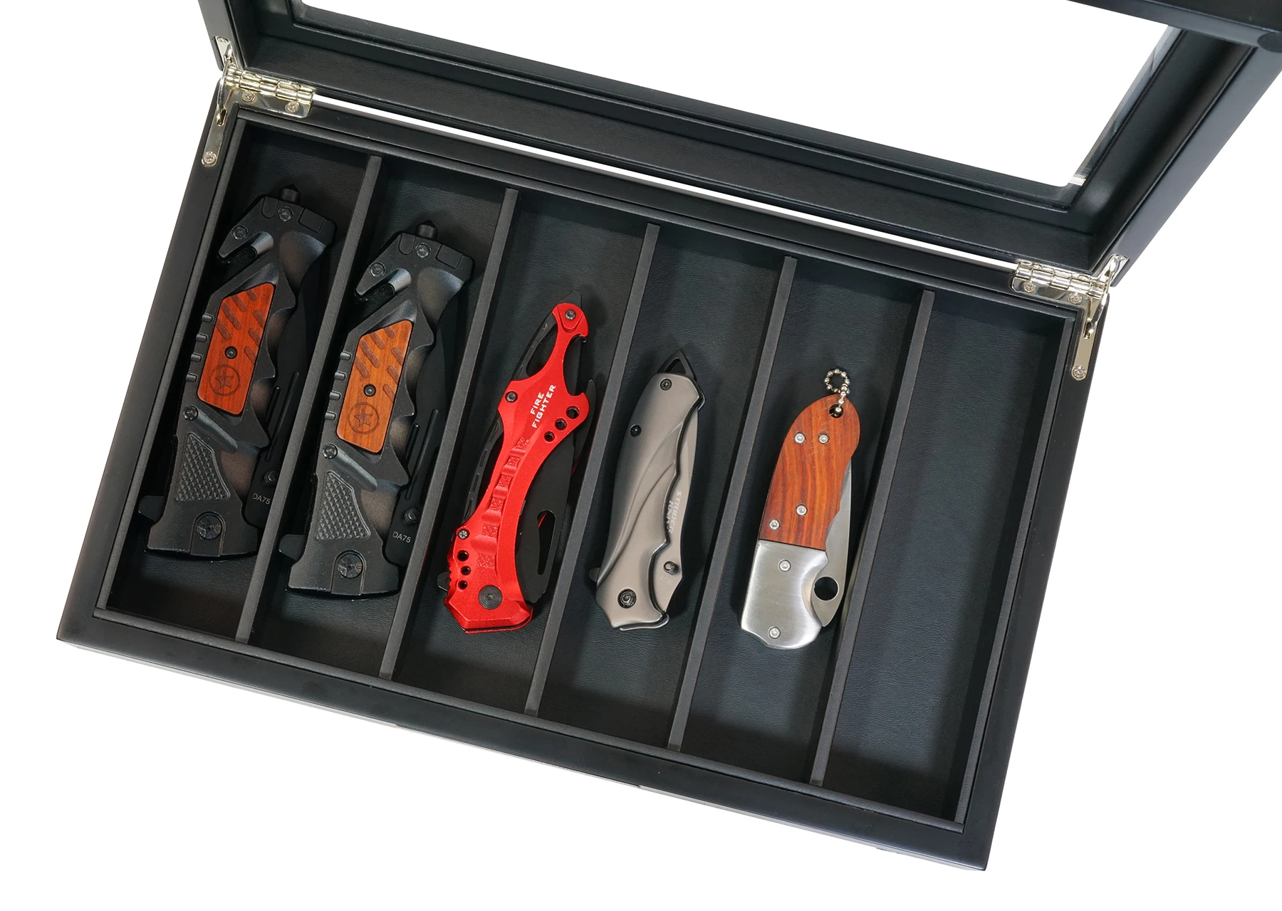 Sonny Custom 6 Slots Black Wood Display Box for Pocket Knife Storage