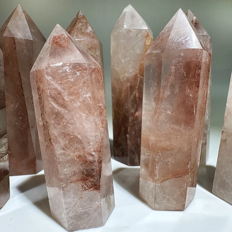 Wholesale Natural crystal high quality red fire quartz tower polished red fire quartz point wand for healing stone