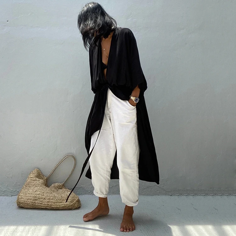 Cover Up Swimwear Rayon Solid Color Short Sleeves Printed Japanese Kimono