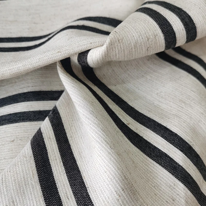 Popular this year vertical stripes linen fabric for shirt blouse dress trousers pants shorts garment business suit