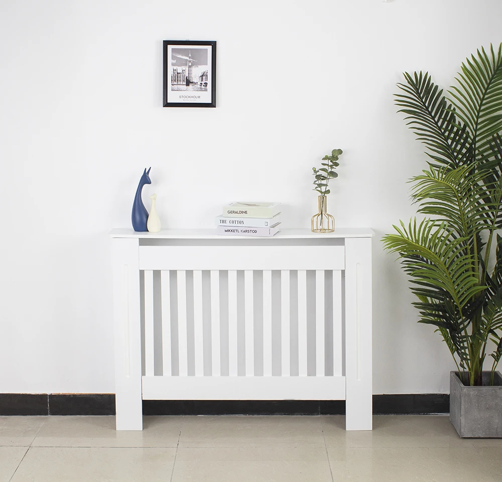 Белая крышка радиатора гриль Полка Шкаф MDF дерево Современная традиционная