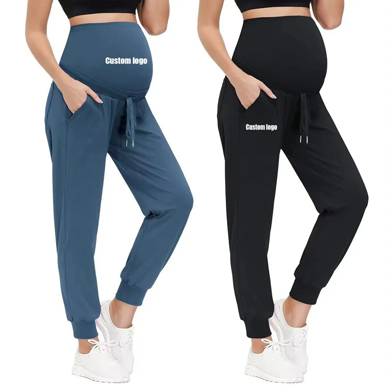 Custom Maternity Solid Slant Pocket Sweatpants Women Soft Pants Maternity Clothes Plus Size Joggers Pants
