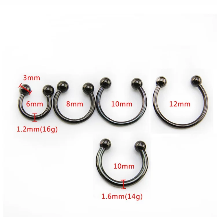 Retail Colorful Horseshoe Shape Nose Ring Anodized CBR Nose Septum Clicker Ring Nasal Piercing Jewelry